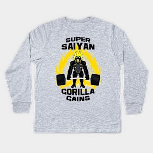 Super saiyan gorilla gains Kids Long Sleeve T-Shirt